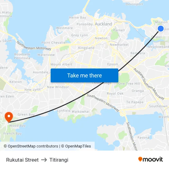 Rukutai Street to Titirangi map
