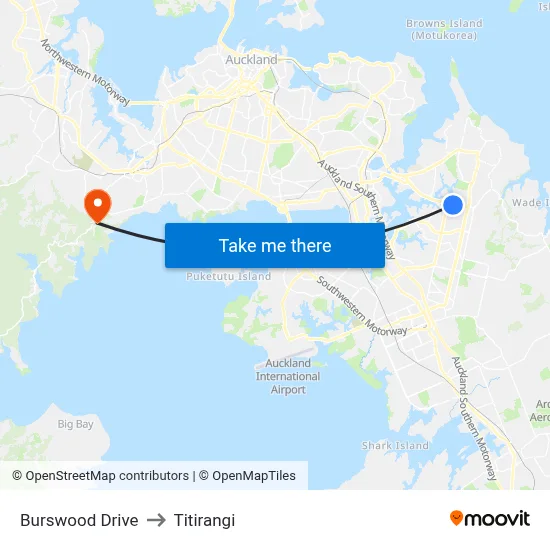 Burswood Drive to Titirangi map