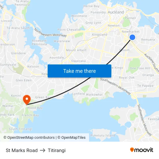 St Marks Road to Titirangi map