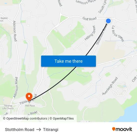 Stottholm Road to Titirangi map