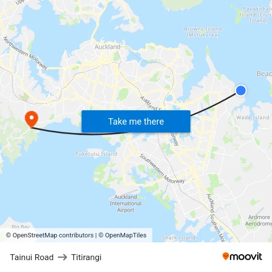 Tainui Road to Titirangi map