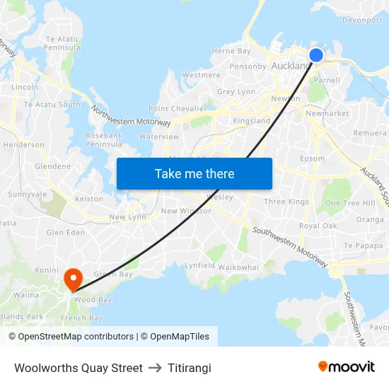 Woolworths Quay Street to Titirangi map