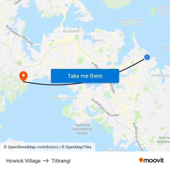 Howick Village to Titirangi map