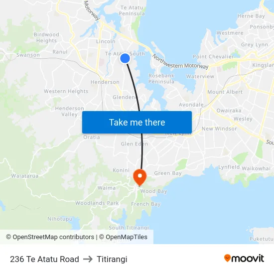 236 Te Atatu Road to Titirangi map