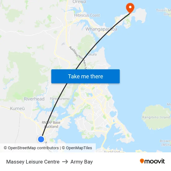 Massey Leisure Centre to Army Bay map