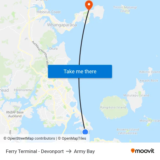 Ferry Terminal - Devonport to Army Bay map