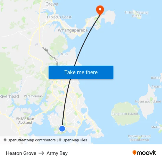 Heaton Grove to Army Bay map
