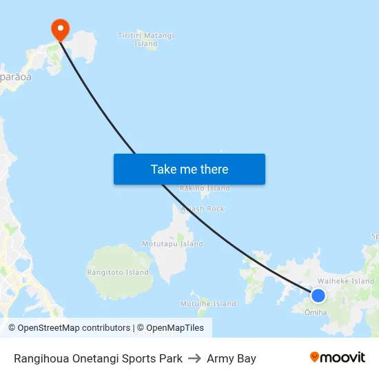 Rangihoua Onetangi Sports Park to Army Bay map