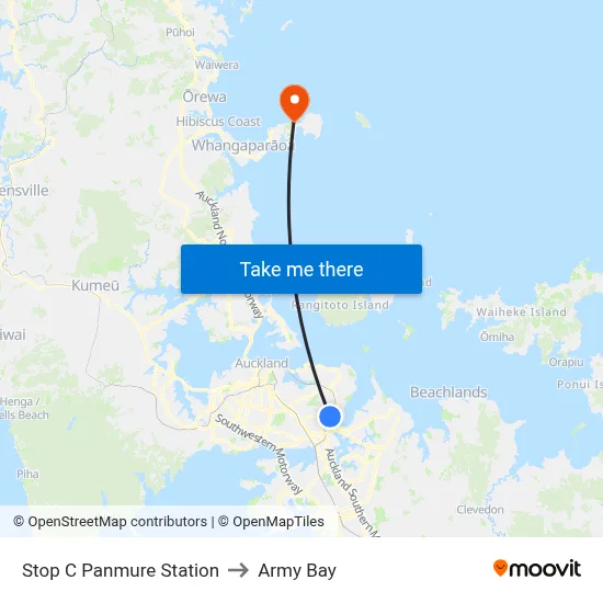 Stop C Panmure Station to Army Bay map