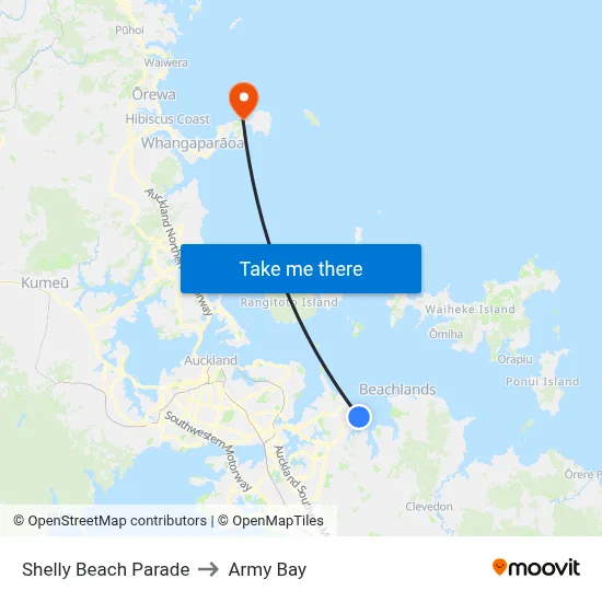 Shelly Beach Parade to Army Bay map