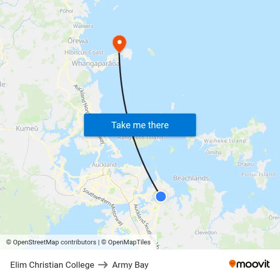 Elim Christian College to Army Bay map
