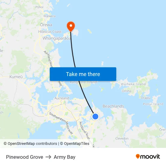 Pinewood Grove to Army Bay map