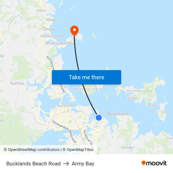 Bucklands Beach Road to Army Bay map