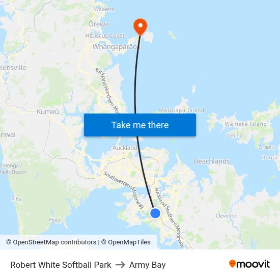 Robert White Softball Park to Army Bay map