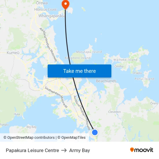 Papakura Leisure Centre to Army Bay map