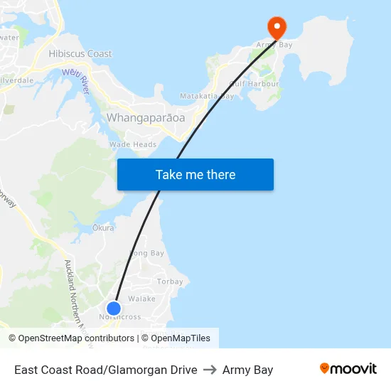 East Coast Road/Glamorgan Drive to Army Bay map