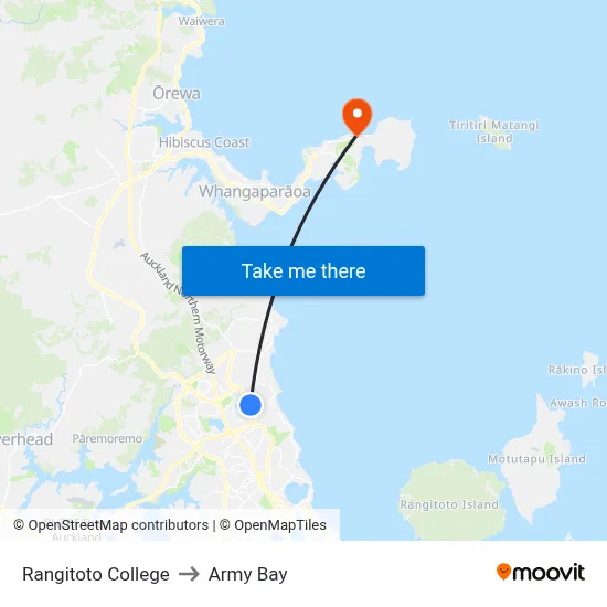 Rangitoto College to Army Bay map