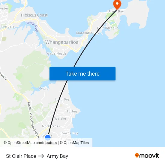 St Clair Place to Army Bay map