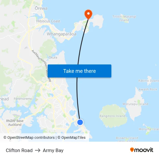Clifton Road to Army Bay map