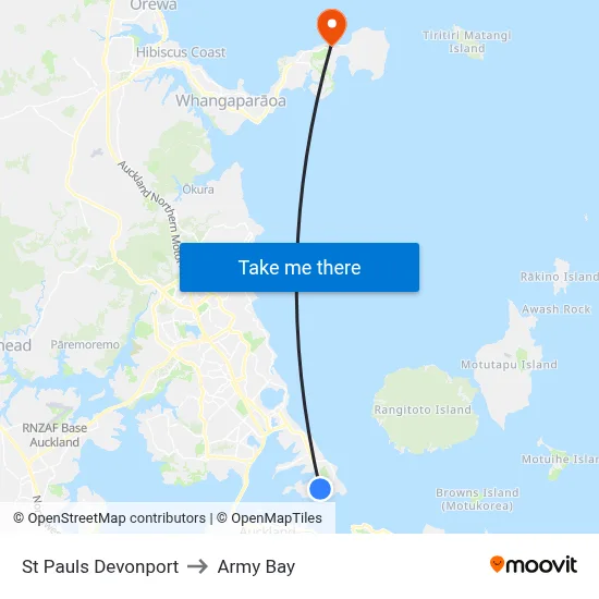 St Pauls Devonport to Army Bay map