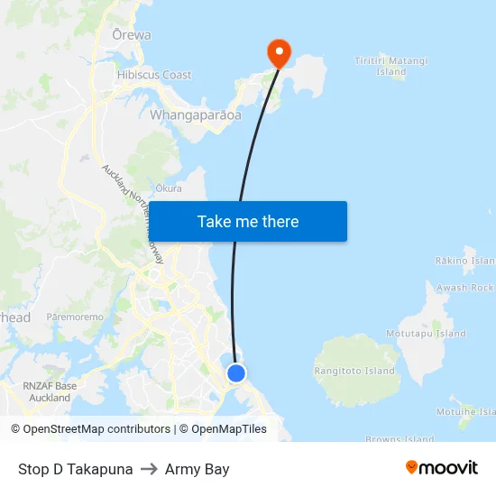 Stop D Takapuna to Army Bay map