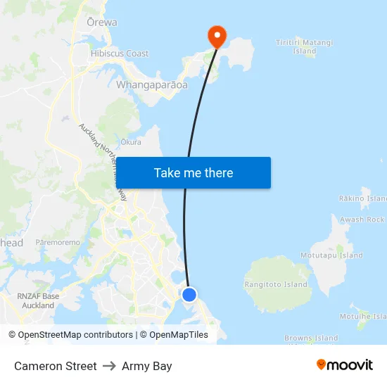 Cameron Street to Army Bay map