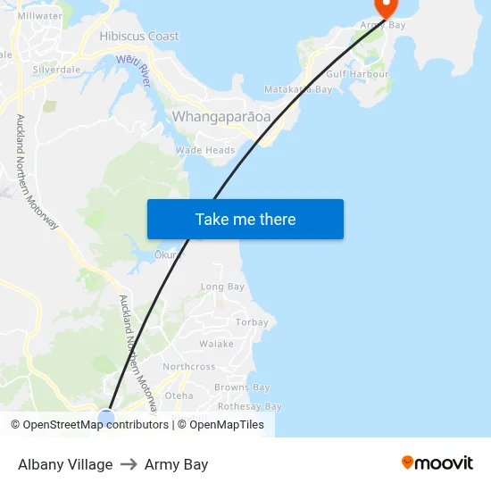 Albany Village to Army Bay map