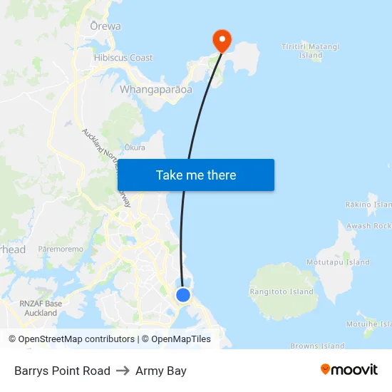 Barrys Point Road to Army Bay map