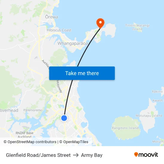 Glenfield Road/James Street to Army Bay map