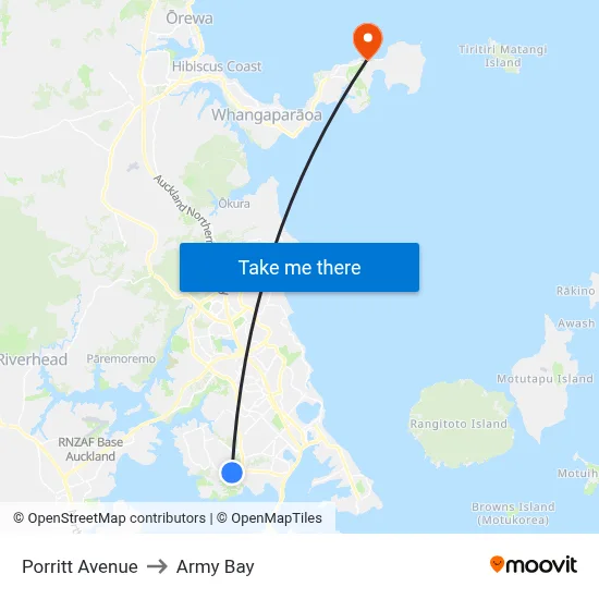 Porritt Avenue to Army Bay map