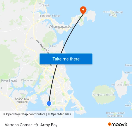 Verrans Corner to Army Bay map