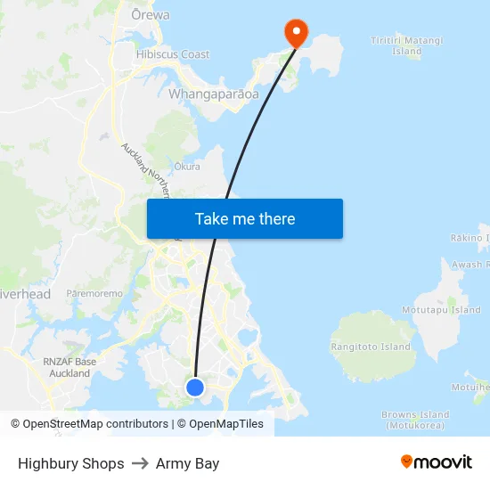Highbury Shops to Army Bay map