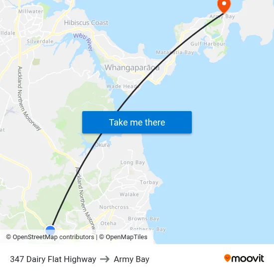 347 Dairy Flat Highway to Army Bay map