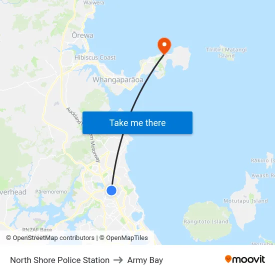 North Shore Police Station to Army Bay map