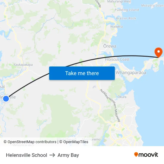 Helensville School to Army Bay map