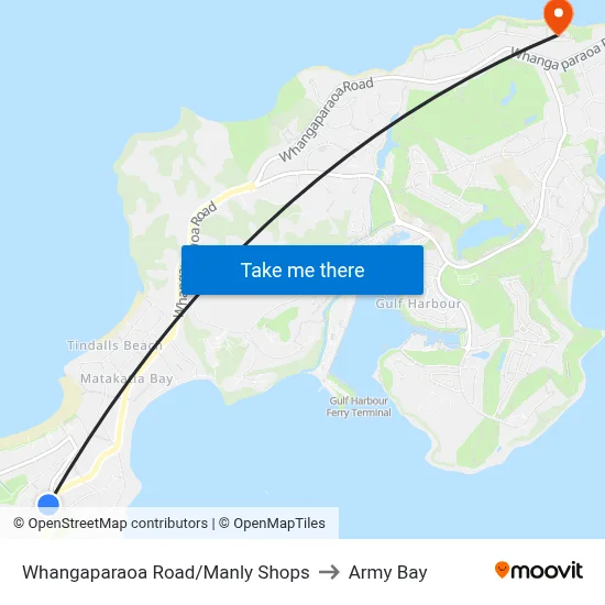 Whangaparaoa Road/Manly Shops to Army Bay map