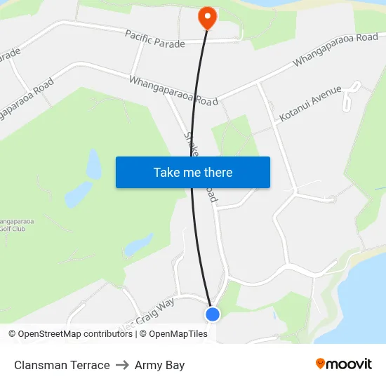 Clansman Terrace to Army Bay map