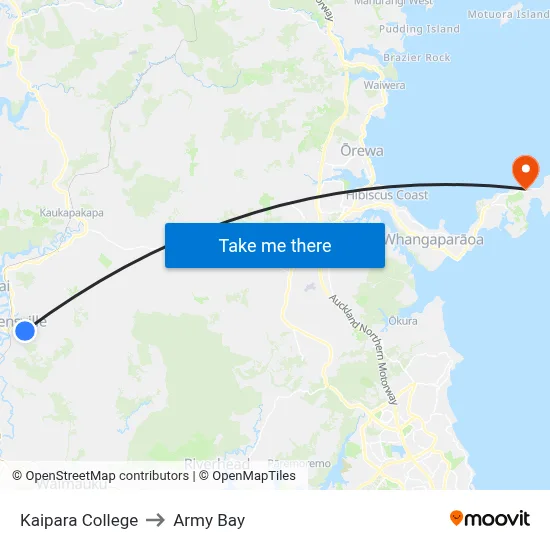 Kaipara College to Army Bay map