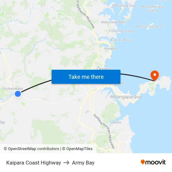 Kaipara Coast Highway to Army Bay map