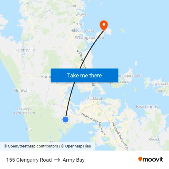 155 Glengarry Road to Army Bay map