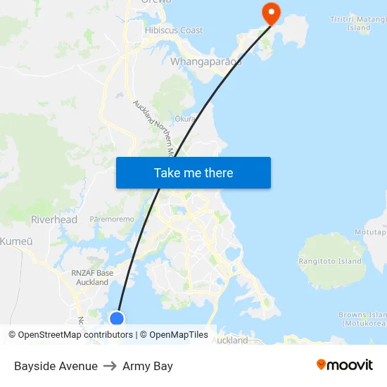 Bayside Avenue to Army Bay map