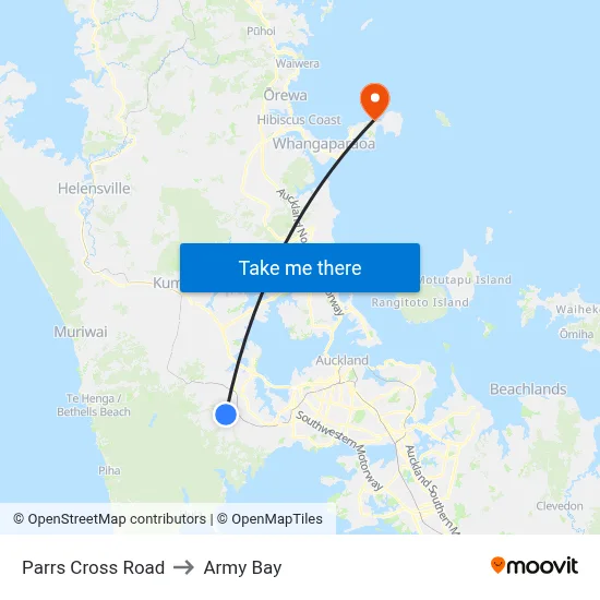 Parrs Cross Road to Army Bay map