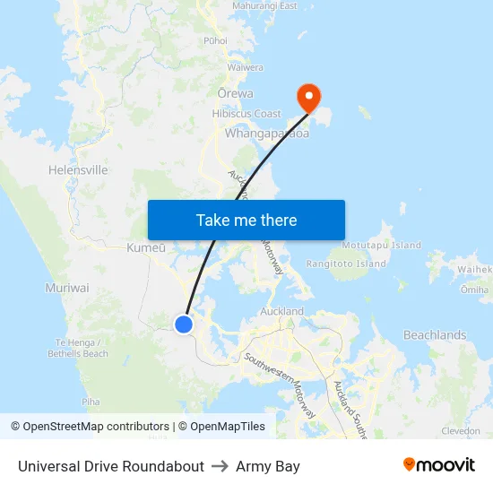 Universal Drive Roundabout to Army Bay map