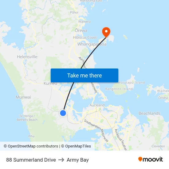 88 Summerland Drive to Army Bay map