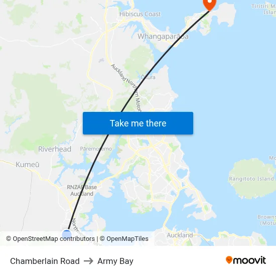 Chamberlain Road to Army Bay map
