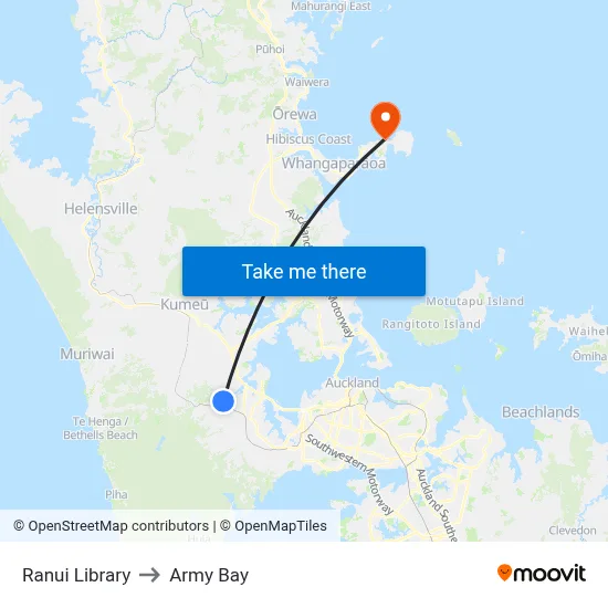 Ranui Library to Army Bay map