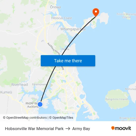 Hobsonville War Memorial Park to Army Bay map