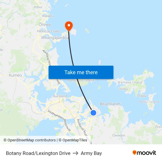 Botany Road/Lexington Drive to Army Bay map