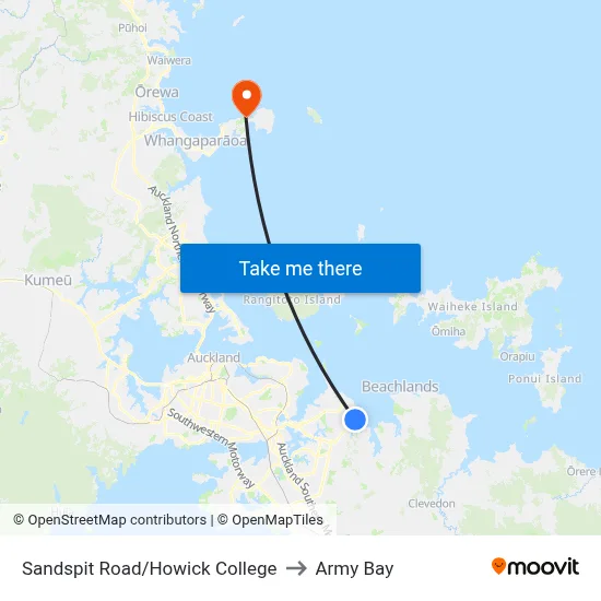 Sandspit Road/Howick College to Army Bay map