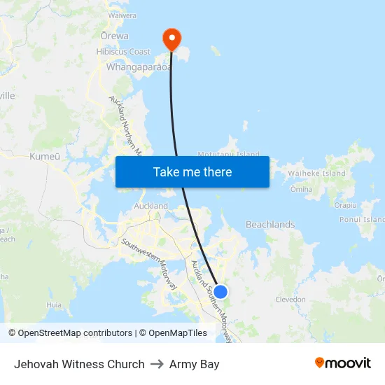 Jehovah Witness Church to Army Bay map